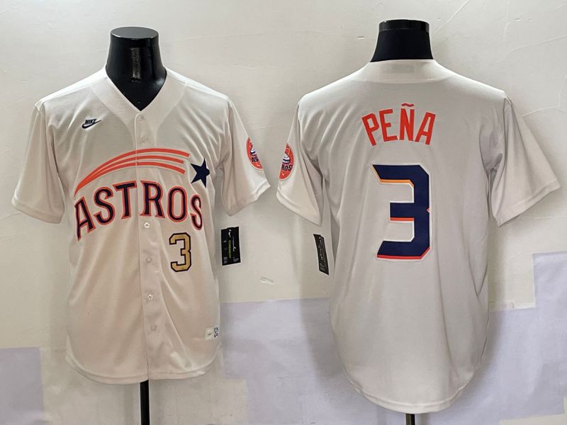 Men Houston Astros #3 Pena Cream Five generations Joint Name 2025 Nike MLB Jersey style 3